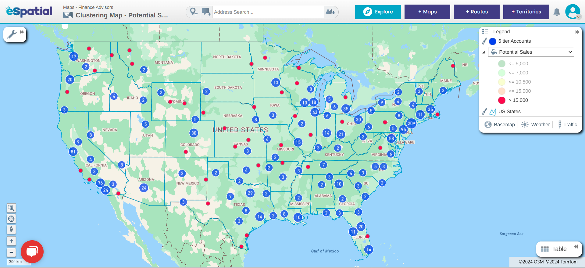 Clustering Map - Potential Sales