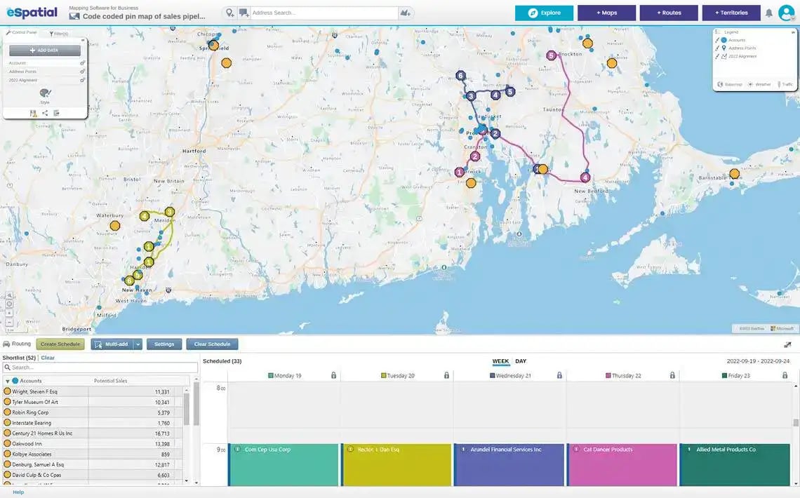 An optimized 4 day sales route