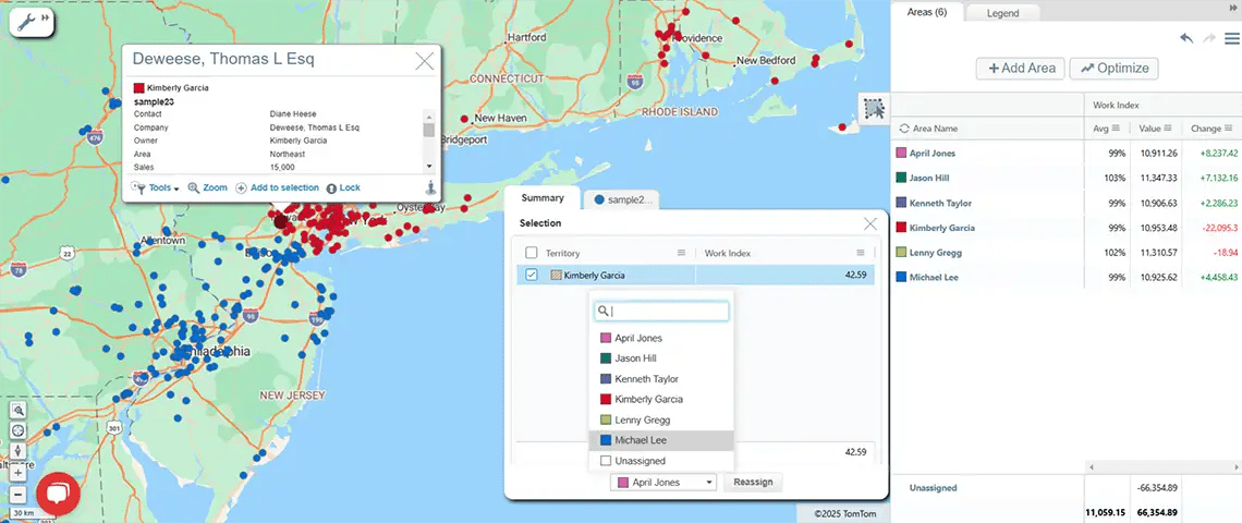 Territory map representing workloads and revenue potential