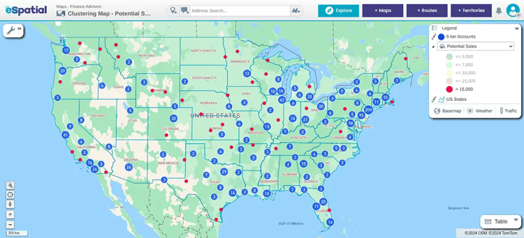 Clustering map - Potential sales