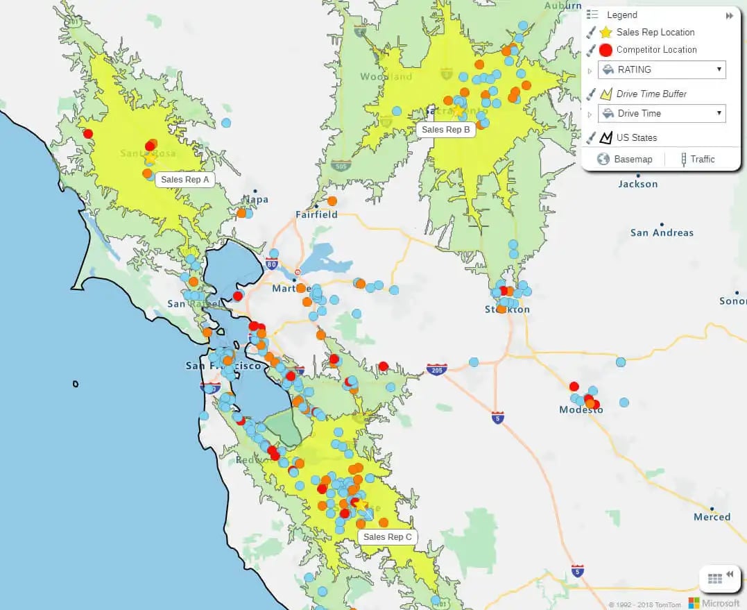 Mapping competitors in each sales territory