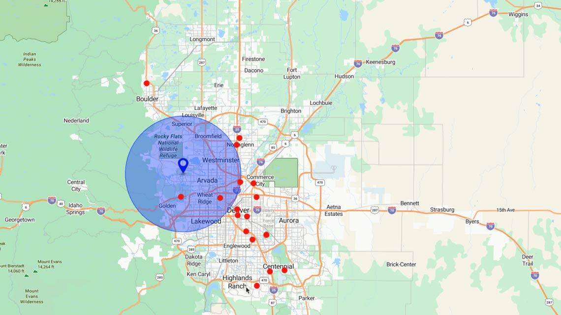 Competitors within a 10-mile radius Denver