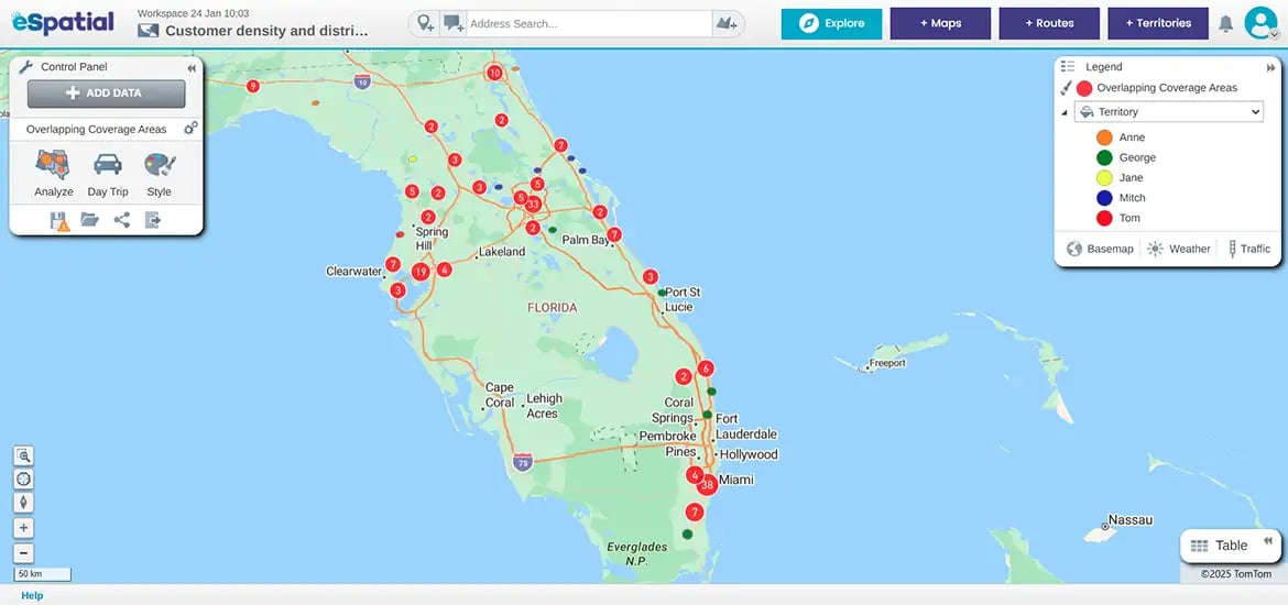 Custome density and distribution map