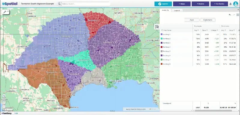 Design, realign and optimize territories