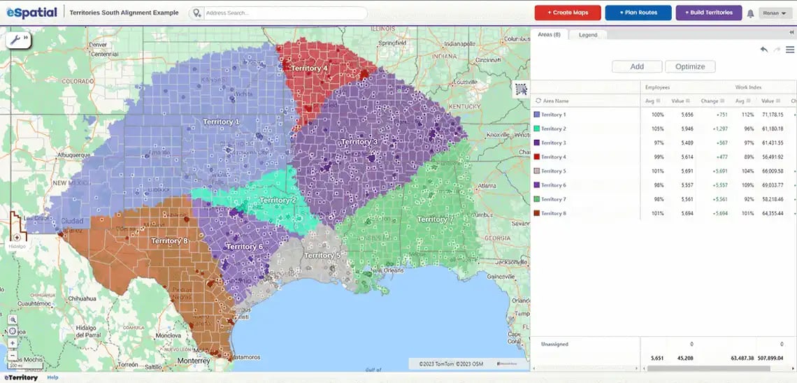 Design, realign and optimize territories