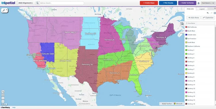 Geography based territory map