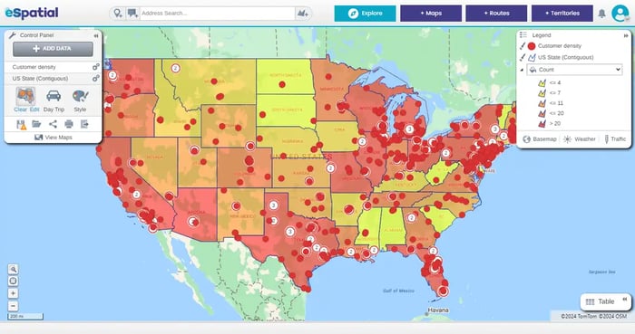 Regional heat map