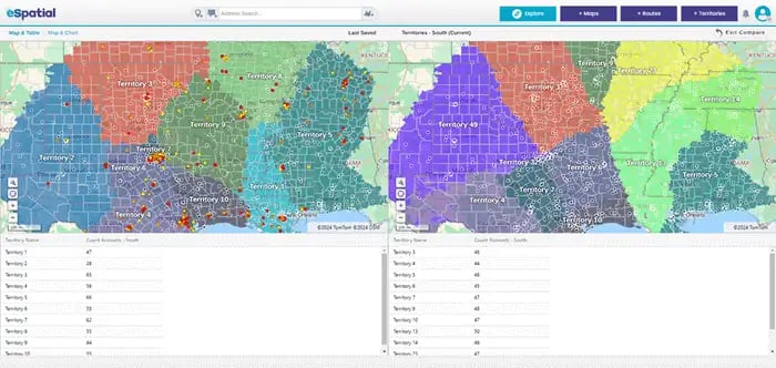 Territory comparison tool