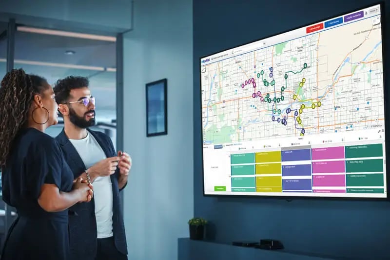 Operations team viewing route map