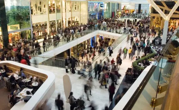 Shopping center filled with people