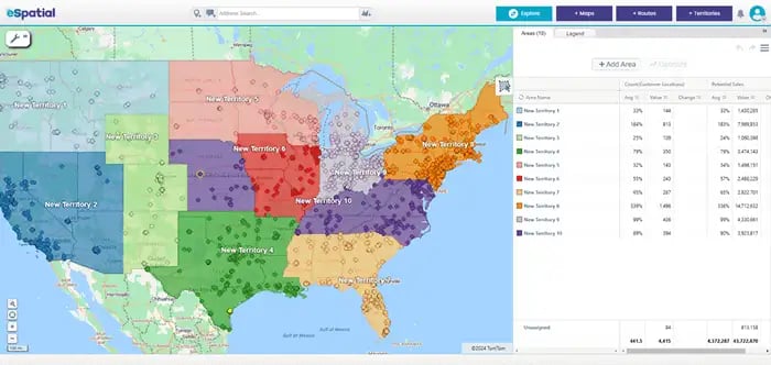 Territory map work index tool