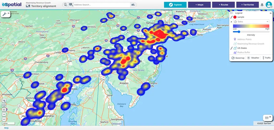 Hotspot heat map representing unbalanced workloads