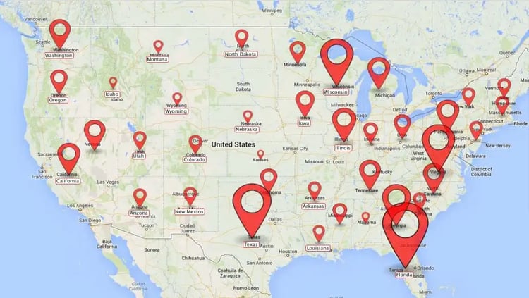 Map values by pin size