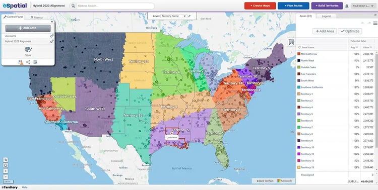 Hybrid-based territory map