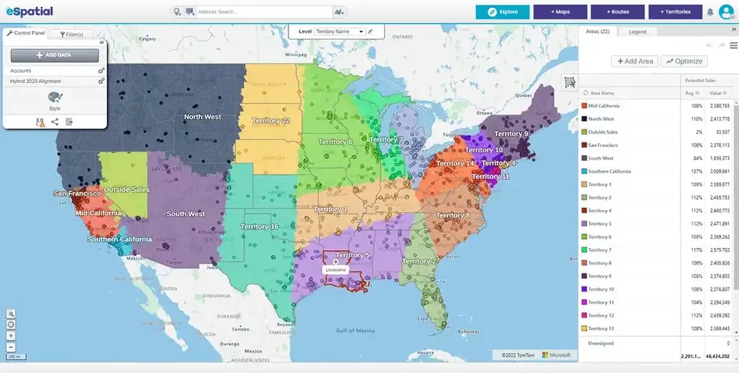 Hybrid-based territory map