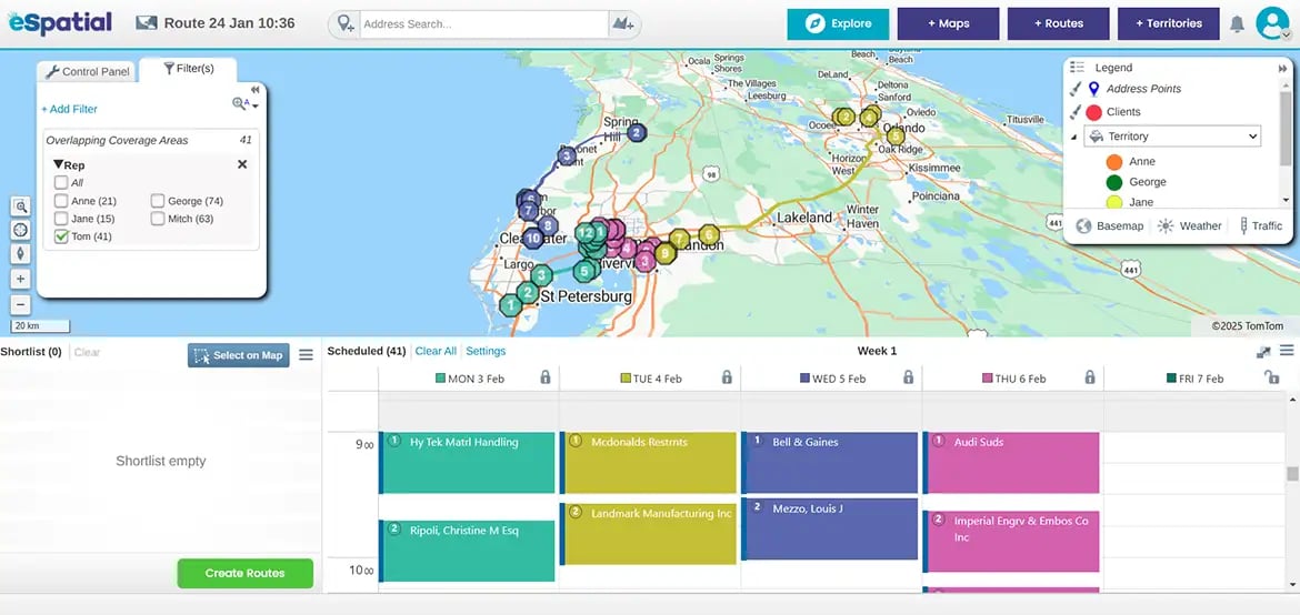 Increased travel time, route map