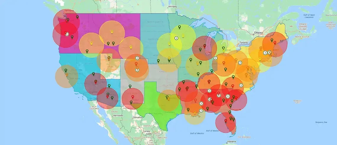 Distribution centers map