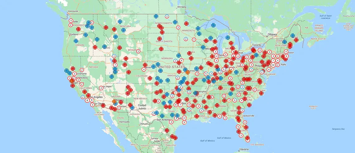 Hospitals map