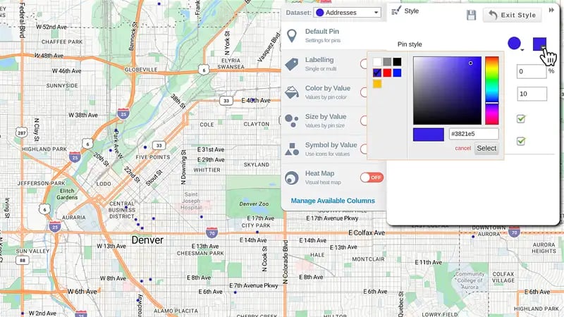 Map styling options