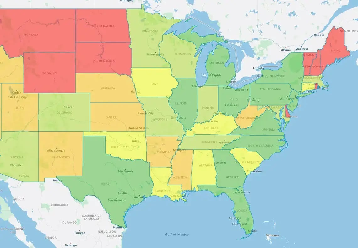 Regional heat map