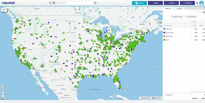 Pin map territories