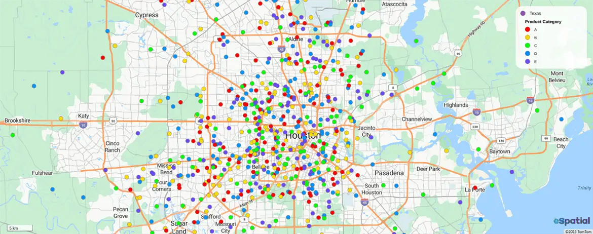 Pin map of prescription patterns, Houston Texas