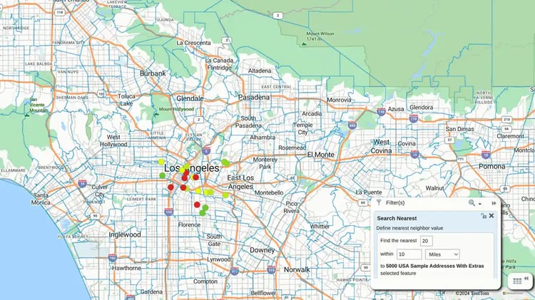 Proximity nearest neighbor map