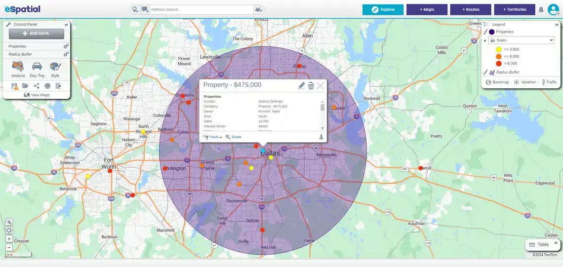 Single property radius map