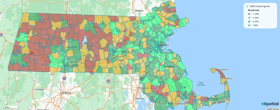 Regional heat map of Hartford