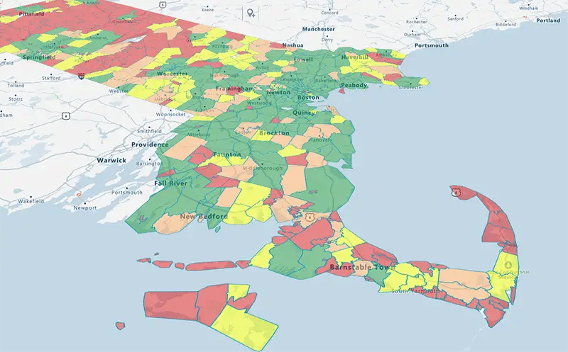 Regional heat map, Providence