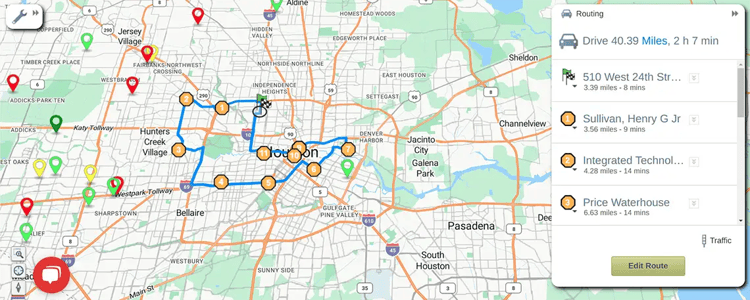 Route optimization, Houston Texas