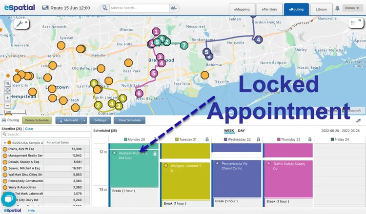 Route with locked appointment