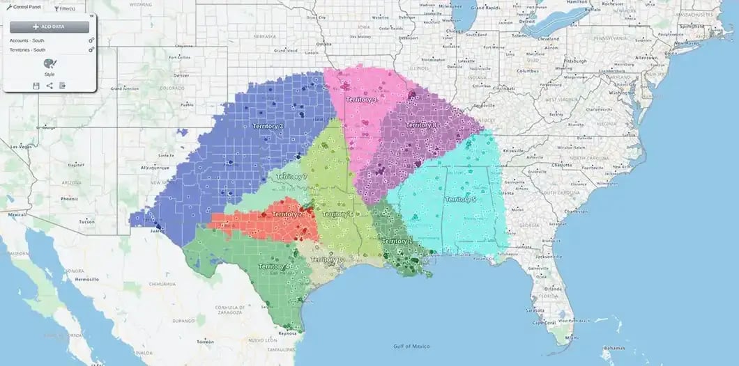 Sales territory alignment south region