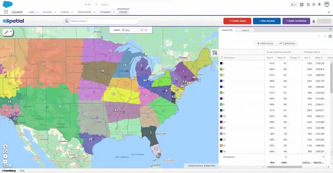 Territory map in Salesforce