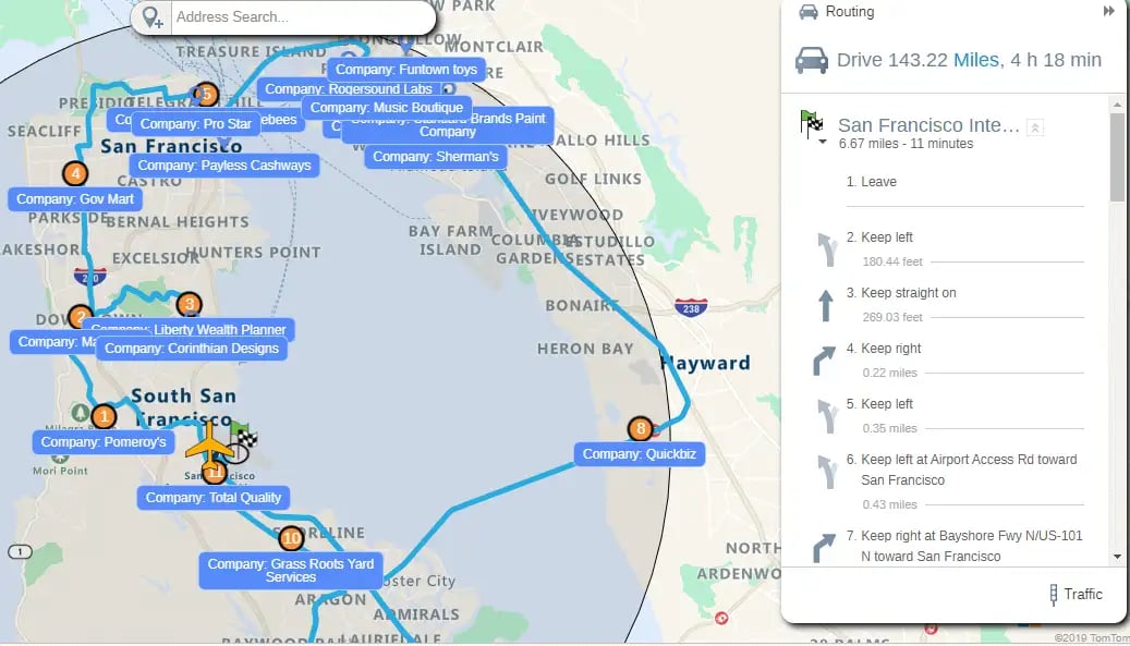 Flexible route plan through San Francisco