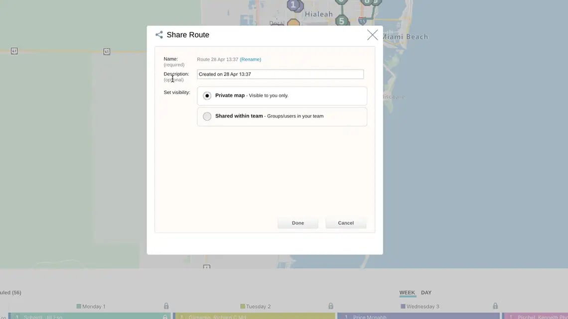 Share a route with colleagues