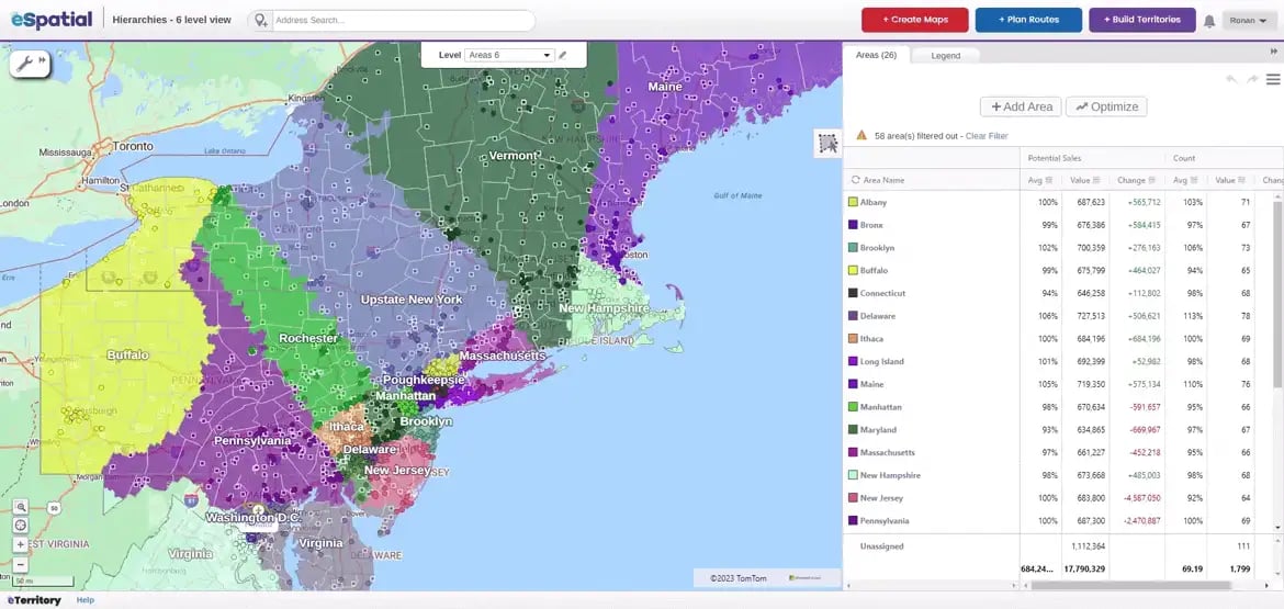 Compare territory changes