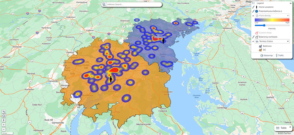 Territory and hotspot heat map