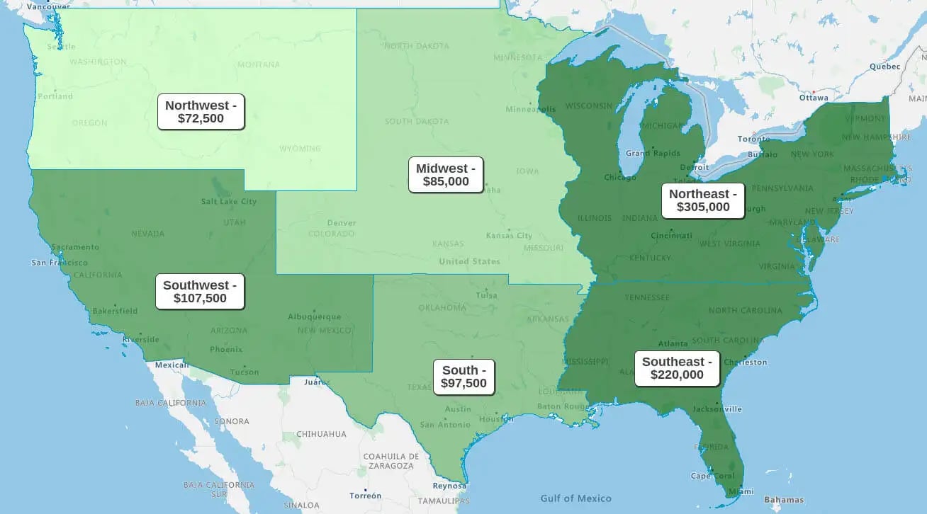 US territory map by revenue