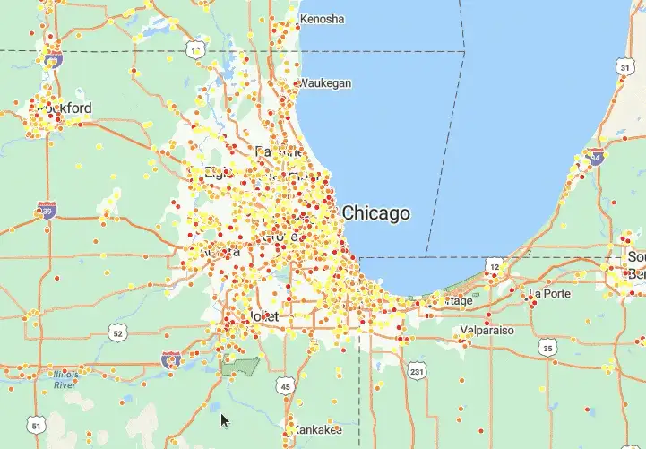 Smooth zoom in map of Chicago