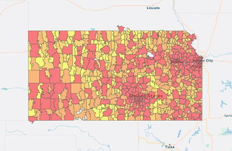 Kansas regional heat map