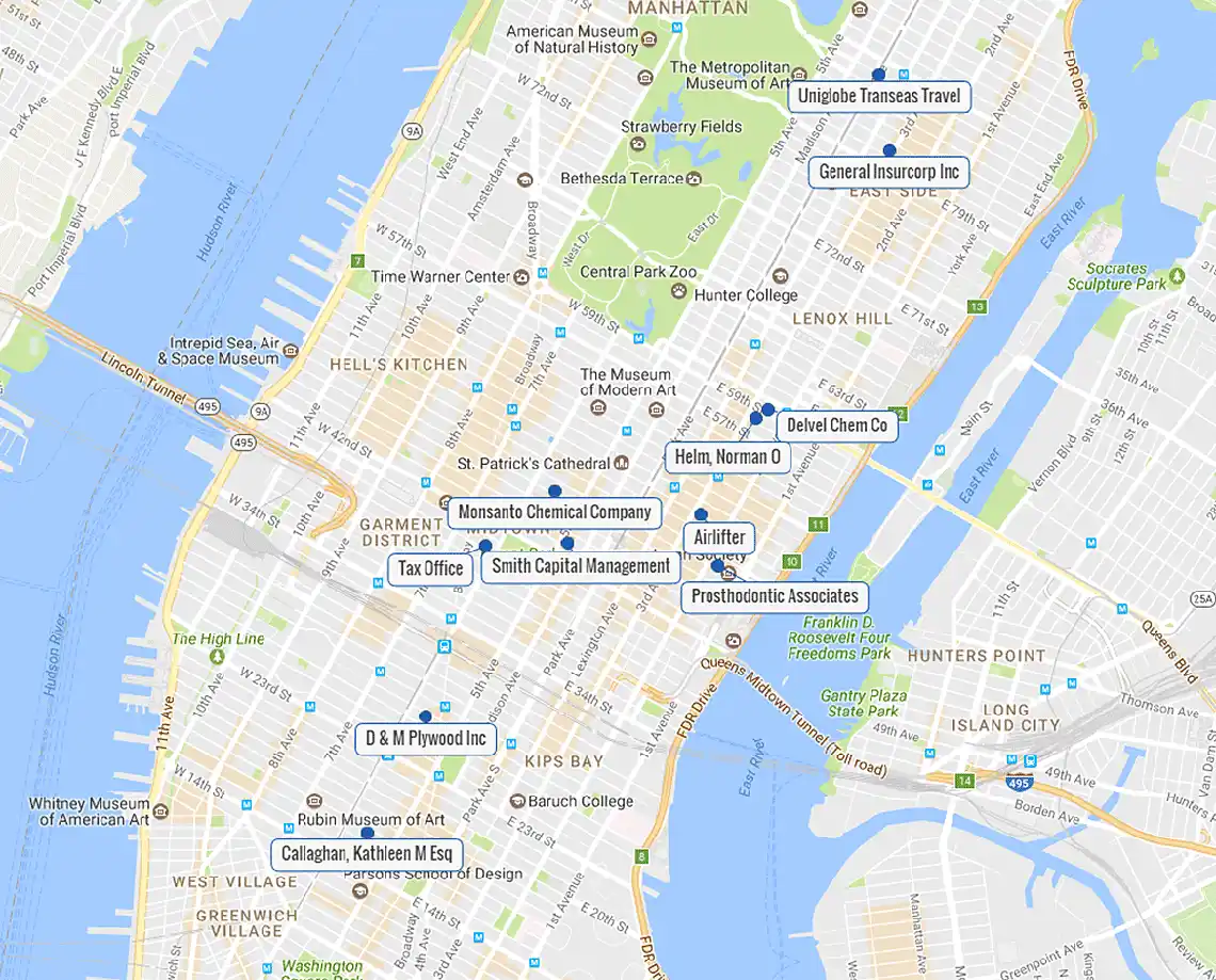 eSpatial pin map with labels