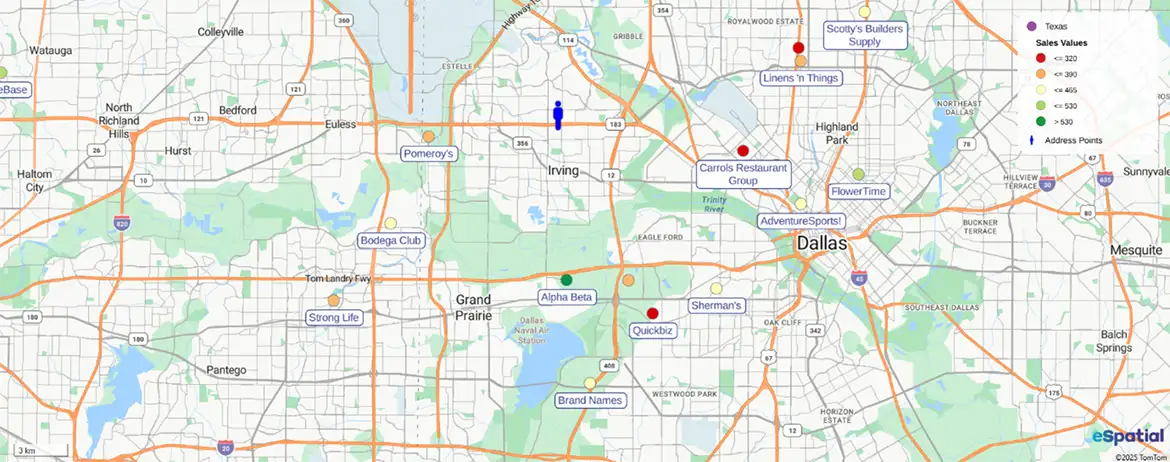 Pharma rep's client map for the day