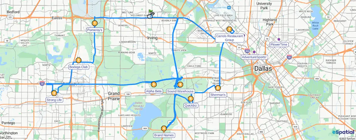 Pharma rep's optimised route map for the day