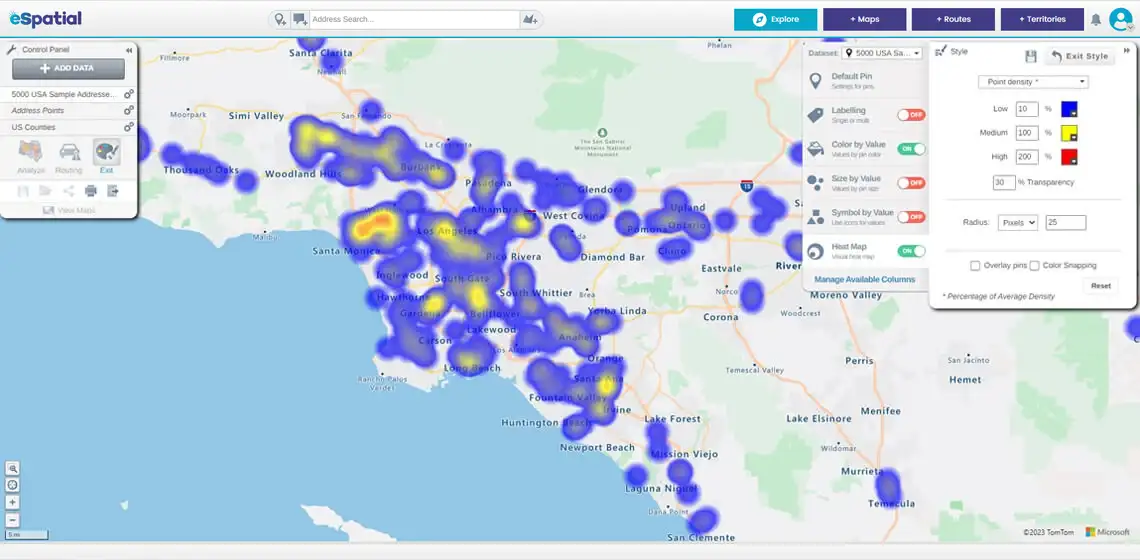 Pin map - Hotspot heat map