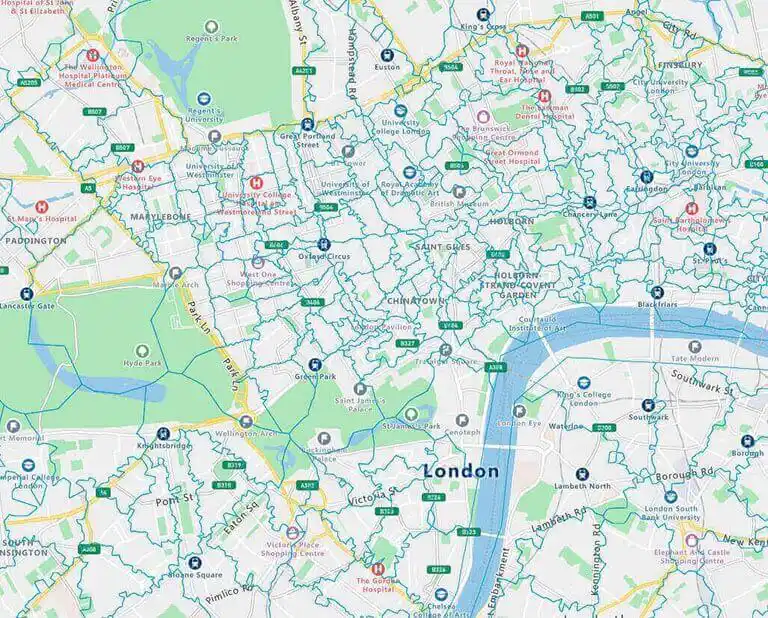 A postcode map of London