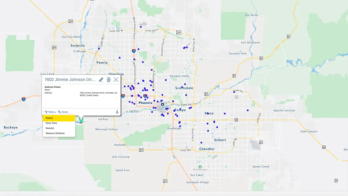 Radius map 20 miles