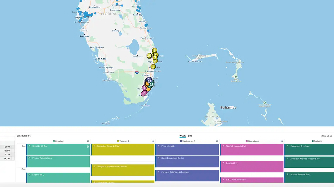 Route planner software optimized schedule