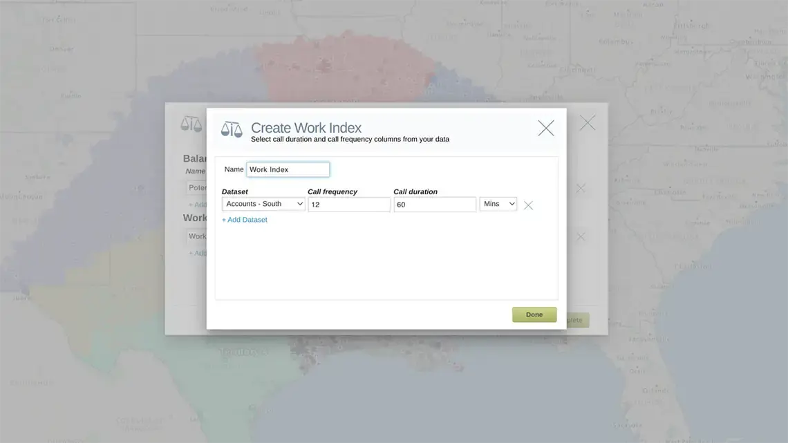 Territory optimization workload index