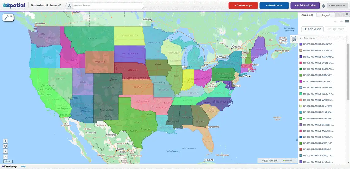 Mapping your sales areas helps you identify gaps and overlap